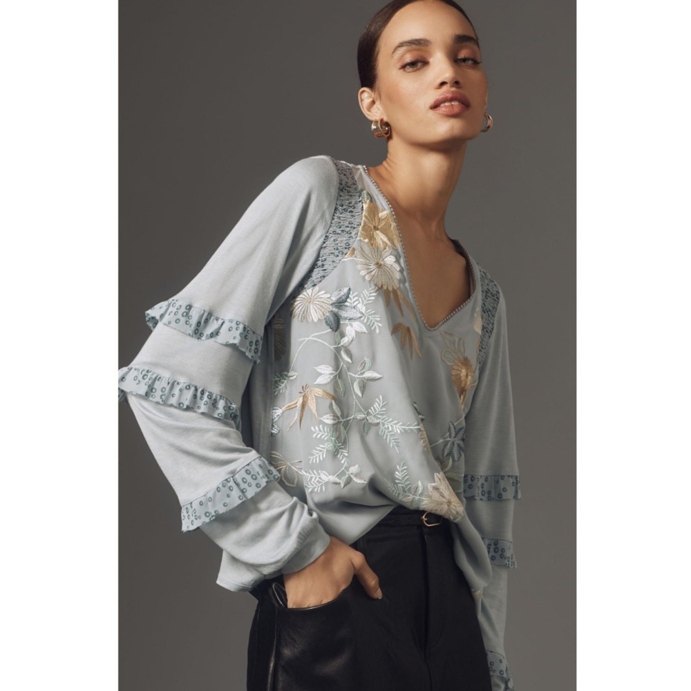 NWOT TINY by Anthropologie Frances Long Sleeve ruffled Top Size XXS & S